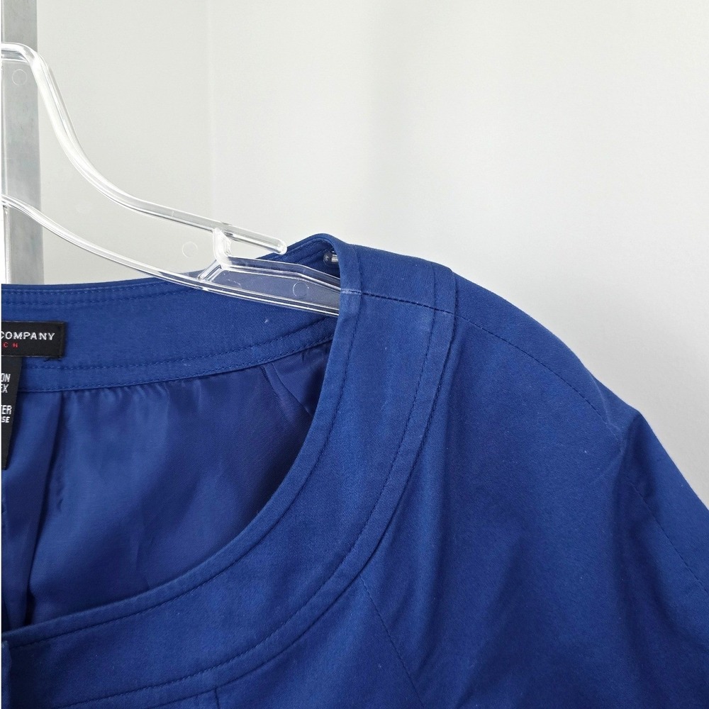 New York and Company Cropped Short Sleeve Button Front Blazer Blue S - Picture 2 of 8